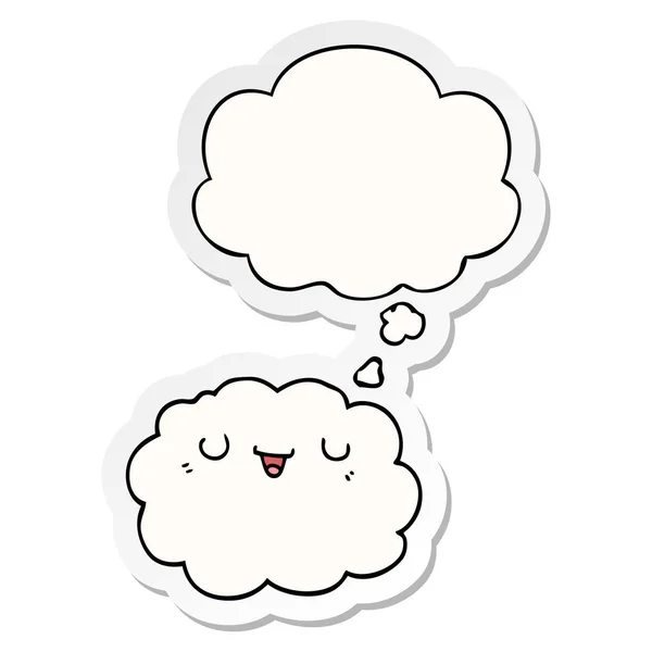 Cartoon Cloud och tankebubbla som en tryckt klistermärke — Stock vektor