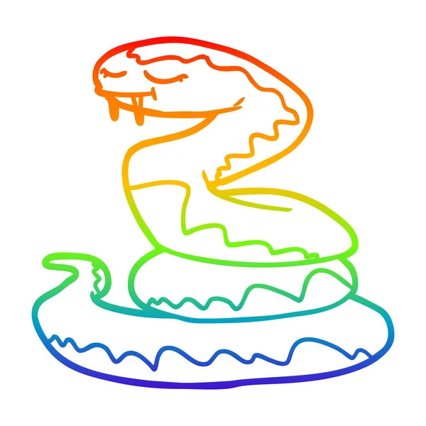 Радужная градиентная линия рисования мультяшной змеи — стоковый вектор