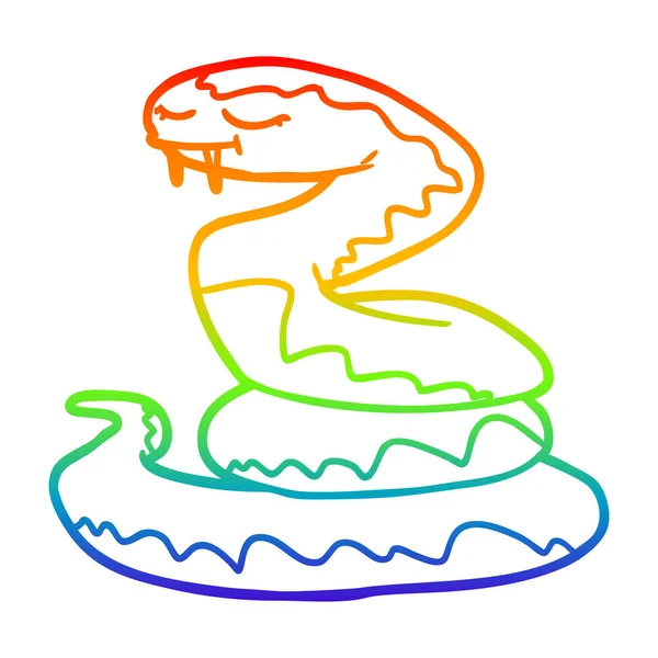 Rainbow gradient ligne dessin dessin animé serpent — Image vectorielle