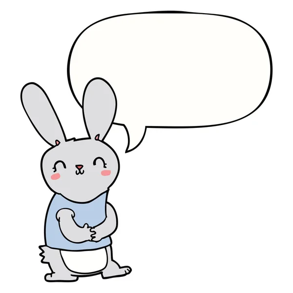 Słodkie kreskówka królik i mowa bańka — Wektor stockowy