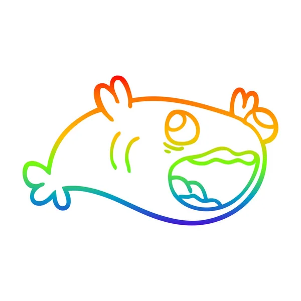 Regenbogen Gradienten Linie Zeichnung Cartoon Fische — Stockvektor