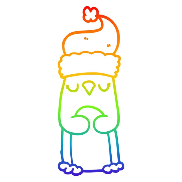 Rainbow gradient ligne dessin dessin animé noël pingouin — Image vectorielle