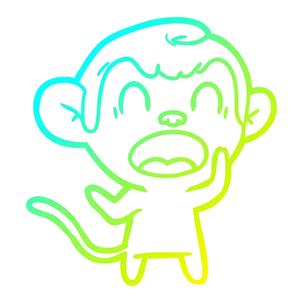 Linha gradiente frio desenho gritando desenho animado macaco — Vetor de Stock