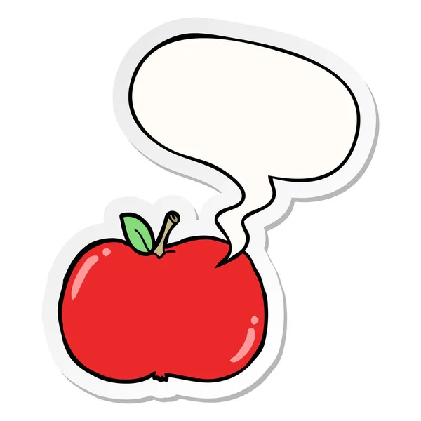 Karikatür elma ve konuşma kabarcık etiket — Stok Vektör