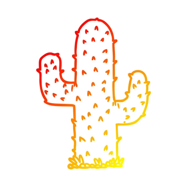 Warm gradient line drawing cartoon cactus — Stock Vector