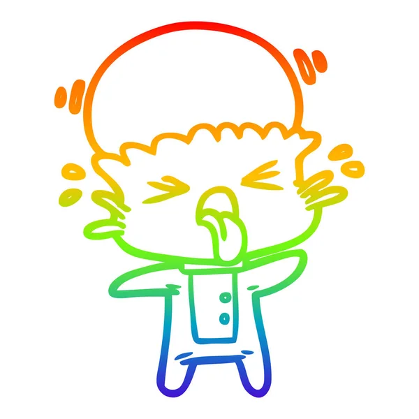 Linha gradiente arco-íris desenho estranho cartoon alien — Vetor de Stock