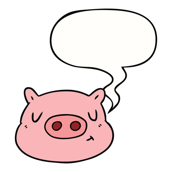 Visage de porc de dessin animé et bulle de parole — Image vectorielle