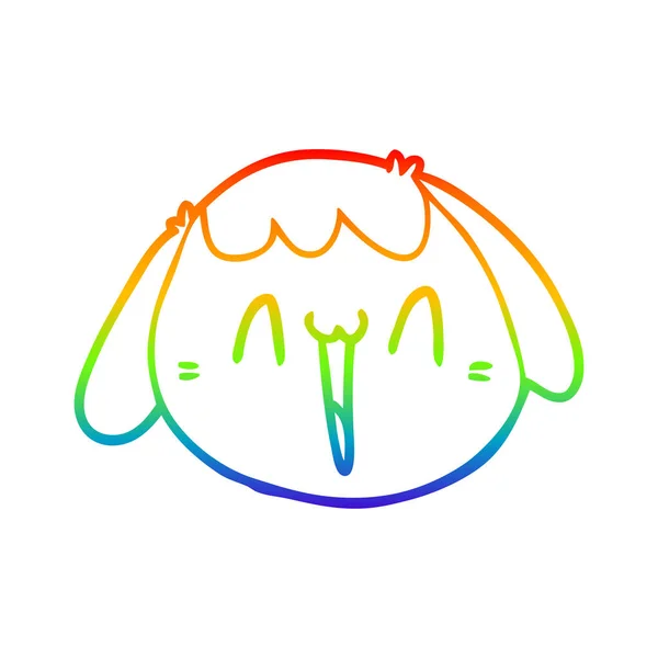 Rainbow gradient ligne dessin dessin animé chien visage — Image vectorielle