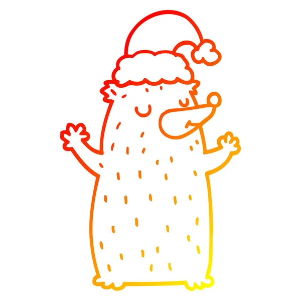 Linha gradiente quente desenho bonito desenho animado natal urso —  Vetores de Stock