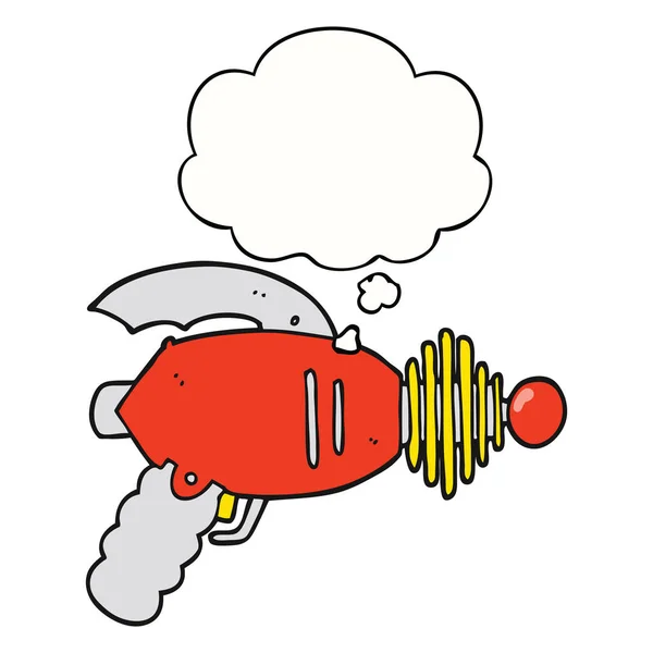 Cartoon Ray Gun en dacht Bubble — Stockvector