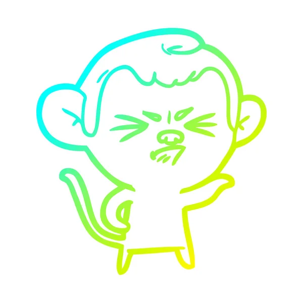 Linea gradiente freddo disegno cartone animato scimmia arrabbiata — Vettoriale Stock