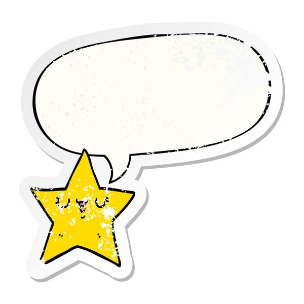 cartoon star and speech bubble distressed sticker