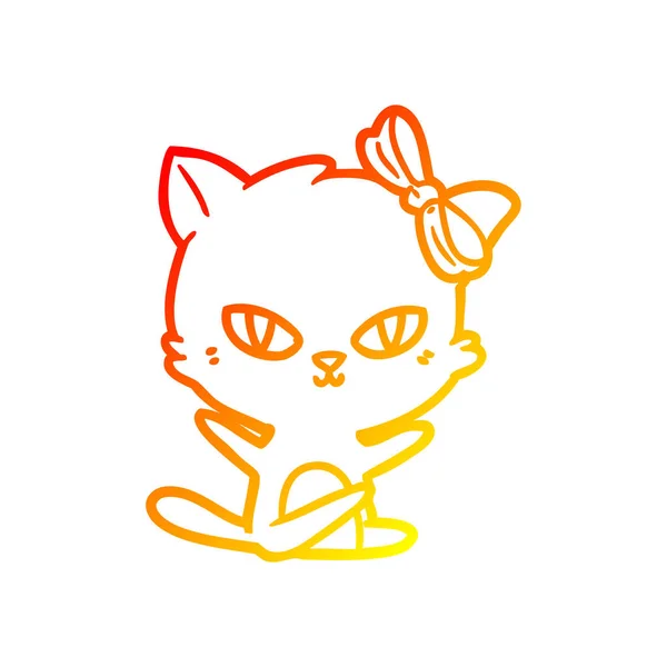 Chaud dégradé ligne dessin mignon dessin animé chat — Image vectorielle