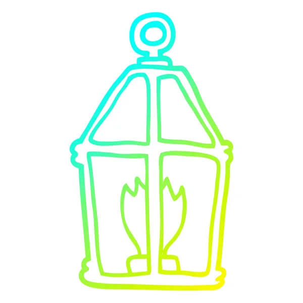 Linea gradiente freddo disegno cartone animato vecchia lanterna — Vettoriale Stock