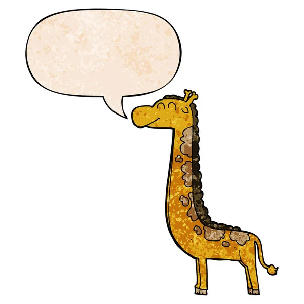 Cartoon giraffe and speech bubble in retro texture style — Stock Vector