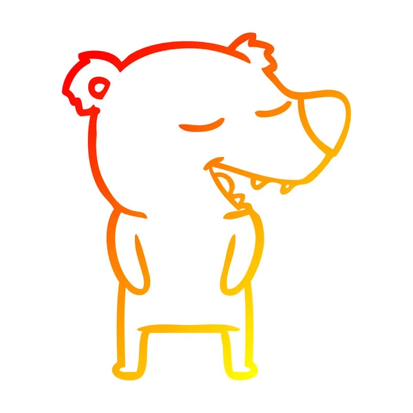 Linea gradiente caldo disegno cartone animato orso — Vettoriale Stock