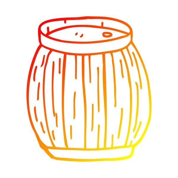 Warm gradient line drawing cartoon barrel — Stock Vector