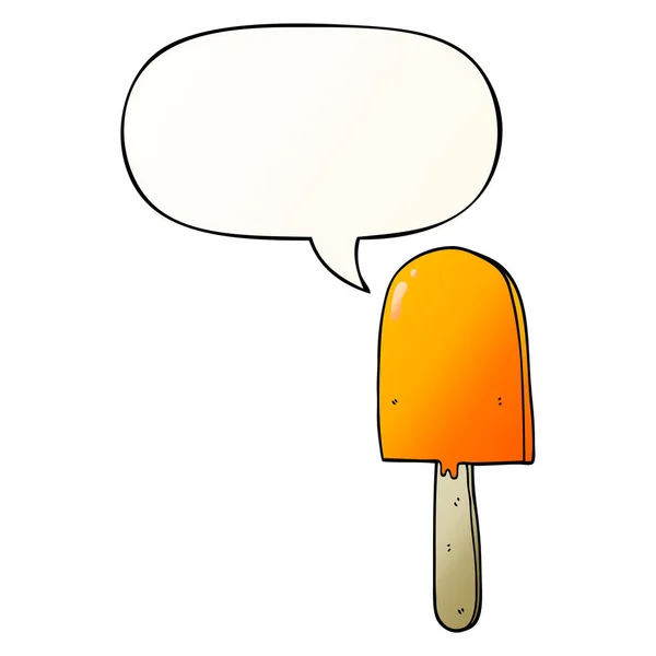 Cartoon Lollipop en Speech bubble in vloeiende verloop stijl — Stockvector