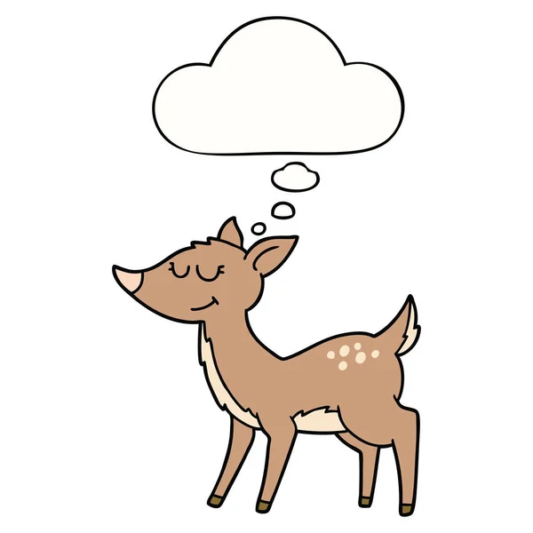 Kreslený jelen a myšlenková bublina — Stockový vektor