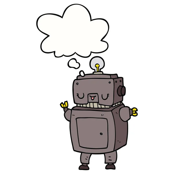 漫画ロボットと思考バブル — ストックベクタ