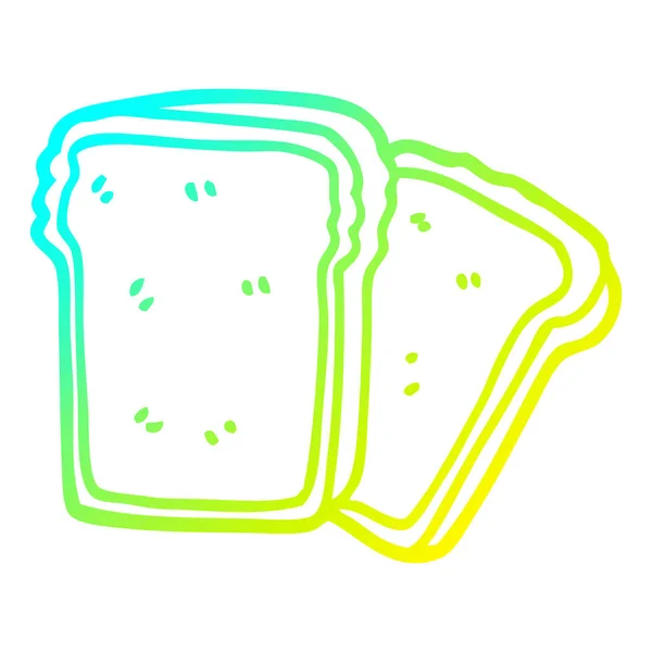 Linha gradiente frio desenho desenhos animados fatias de pão — Vetor de Stock