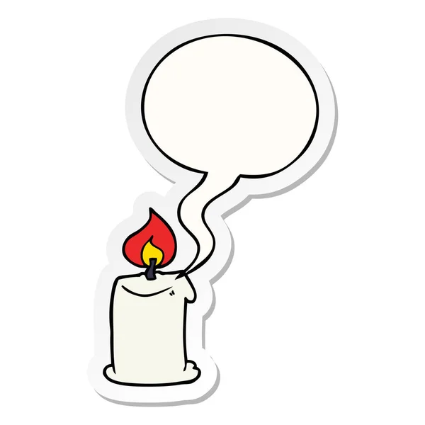 Cartoon candle and speech bubble sticker — Stock Vector
