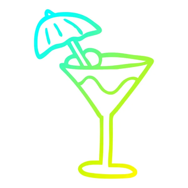 Koude gradiënt lijntekening cartoon Martini drankje — Stockvector