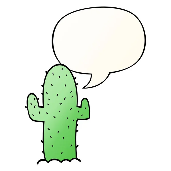 Cactus de dibujos animados y burbuja del habla en estilo de gradiente suave — Archivo Imágenes Vectoriales