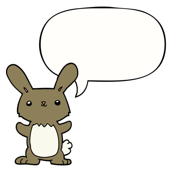Милий мультяшний кролик і мовна бульбашка — стоковий вектор