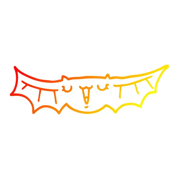 Línea de gradiente caliente dibujo murciélago de dibujos animados — Vector de stock
