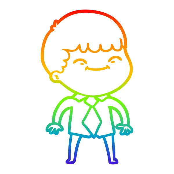 Szivárvány gradiens vonal rajz karikatúra boldog fiú — Stock Vector