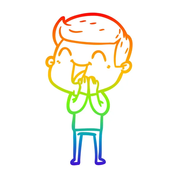 Arco-íris linha gradiente desenho cartoon homem rindo —  Vetores de Stock