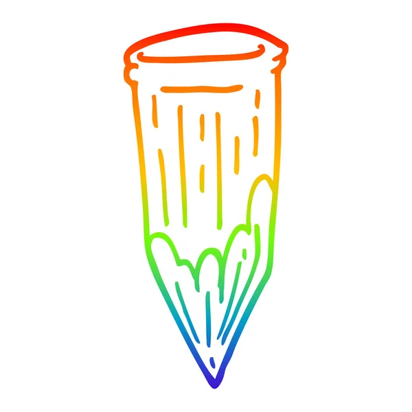 Arco iris gradiente línea dibujo dibujos animados madera estaca — Vector de stock