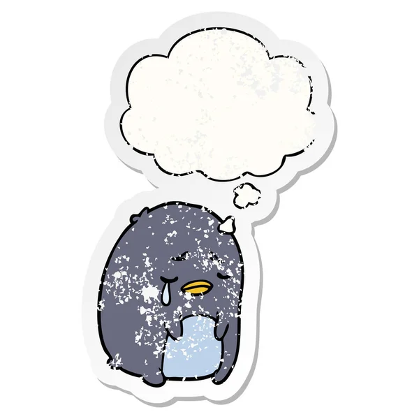 Καρτούν πιγκουΐνους και φούσκα σκέψης ως μια ανήσυχη φθαρμένη s — Διανυσματικό Αρχείο