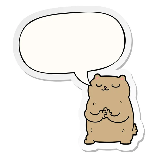 Autocollant bulle d'ours et de discours dessin animé — Image vectorielle