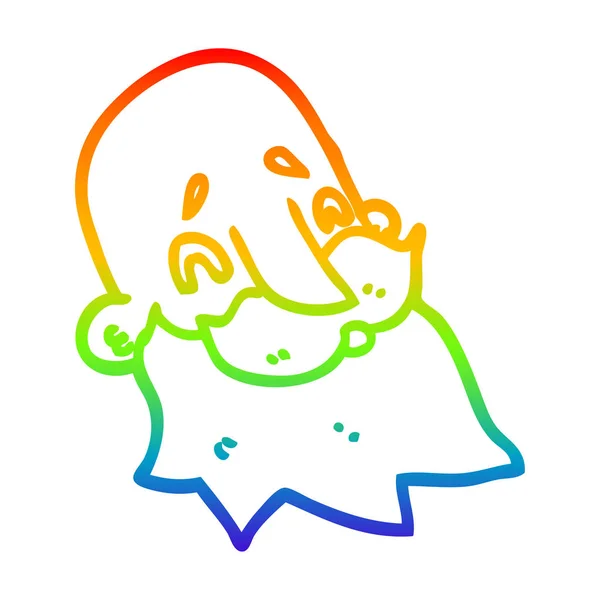 Linea gradiente arcobaleno disegno cartone animato uomo barbuto — Vettoriale Stock