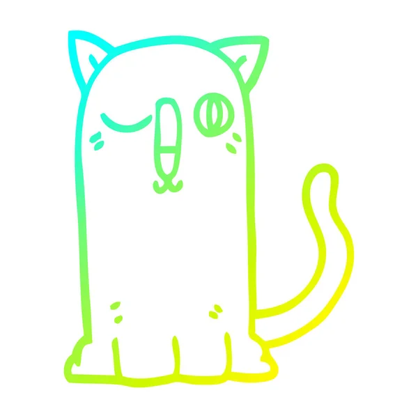 Frío gradiente línea dibujo dibujos animados divertido gato — Vector de stock