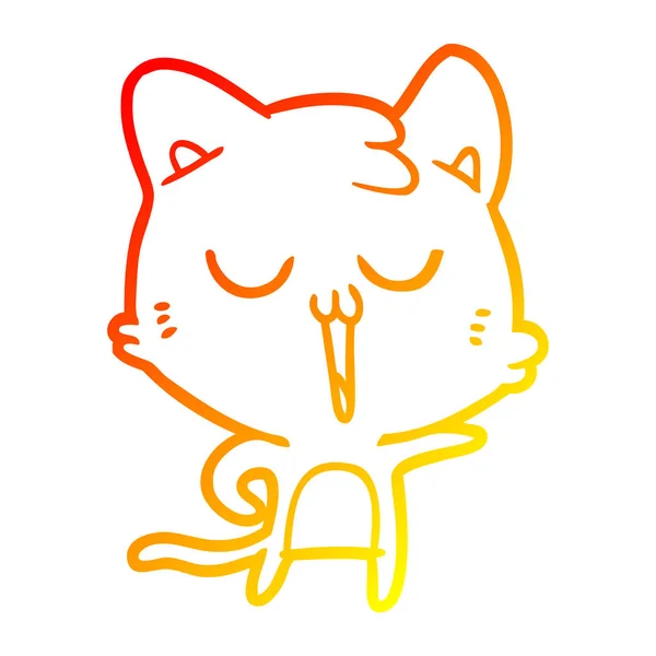 Chaud gradient ligne dessin dessin animé chat chant — Image vectorielle