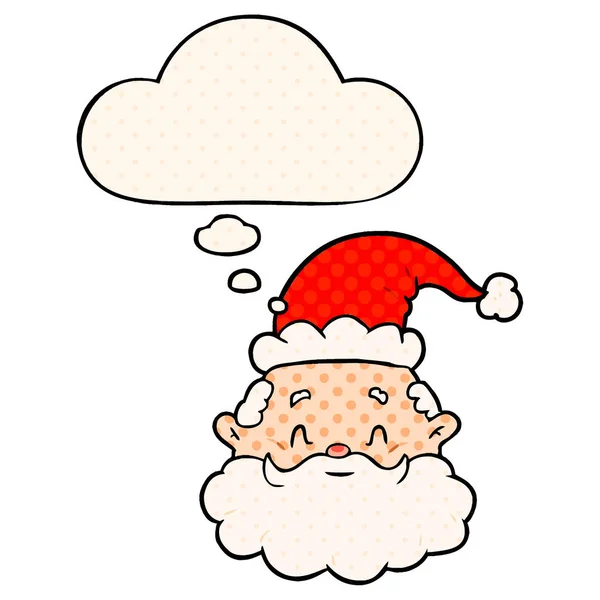 Dibujos animados Santa Claus y burbuja de pensamiento en estilo de cómic — Vector de stock