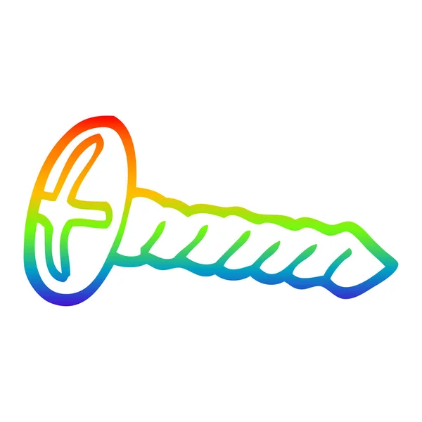 Rainbow gradient ligne dessin dessin dessin animé vis métallique — Image vectorielle