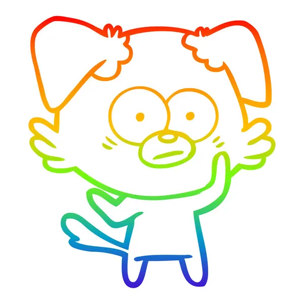 Arco iris gradiente línea dibujo nervioso perro dibujos animados — Vector de stock