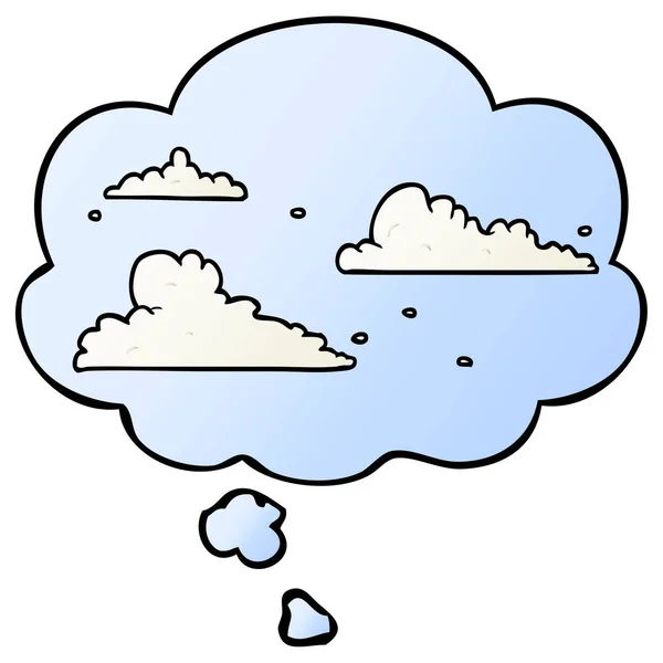 Κινούμενα σχέδια σύννεφα και φούσκα σκέψης σε ομαλή στυλ διαβάθμισης — Διανυσματικό Αρχείο