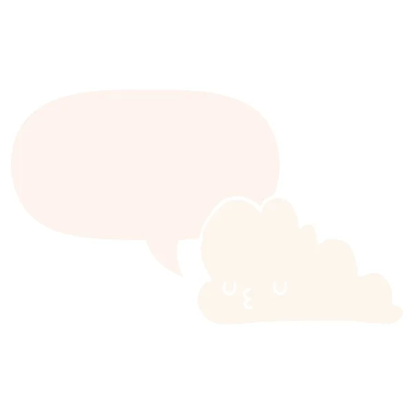 Cute cartoon cloud and speech bubble in retro style — Stock Vector