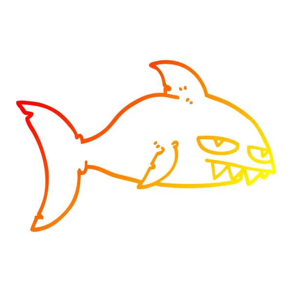 Čára teplého přechodu kresba kreslená žraločí žralok — Stockový vektor