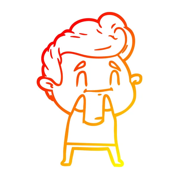 Linea gradiente caldo disegno felice uomo cartone animato — Vettoriale Stock
