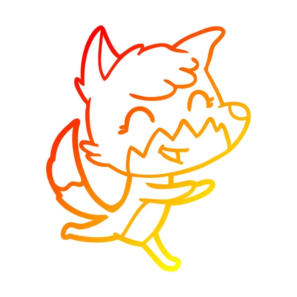 Linha gradiente quente desenho feliz cartoon fox — Vetor de Stock