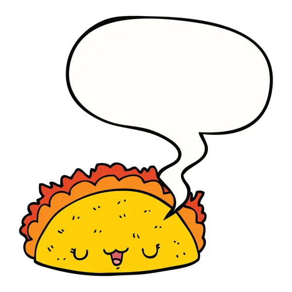 Cartoon taco and speech bubble — Stock Vector