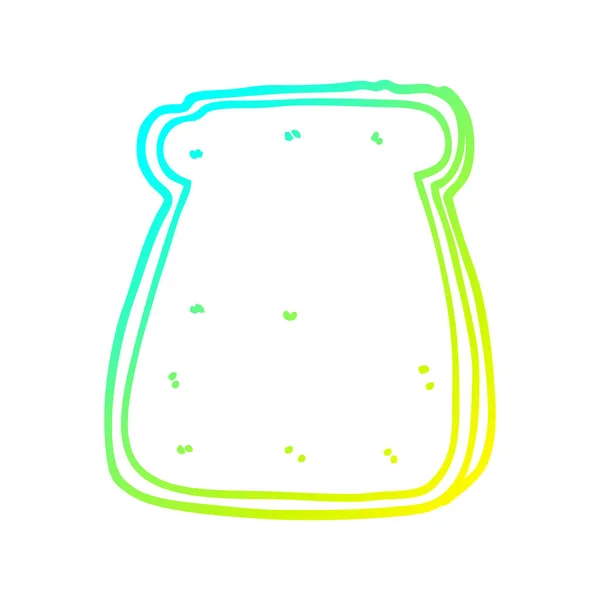 Linha gradiente frio desenho banda desenhada fatia de pão — Vetor de Stock