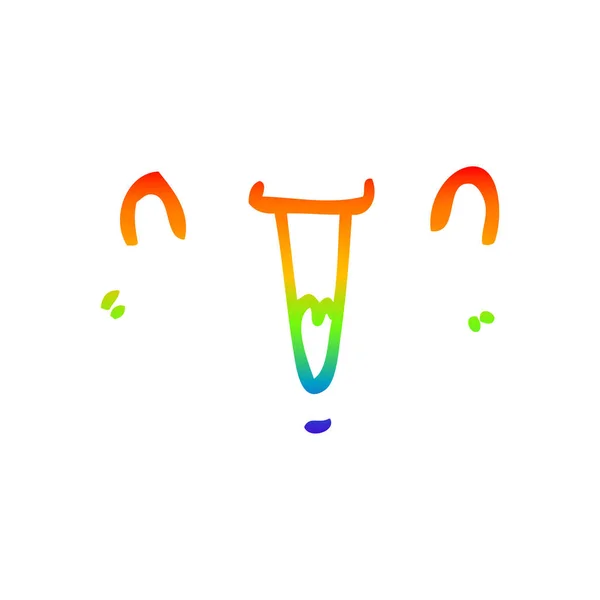 Arco-íris linha gradiente desenho bonito feliz cartoon rosto — Vetor de Stock