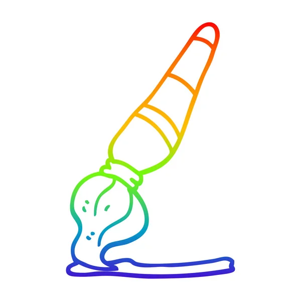 Arco iris gradiente línea dibujo dibujos animados arte pintura cepillo — Vector de stock
